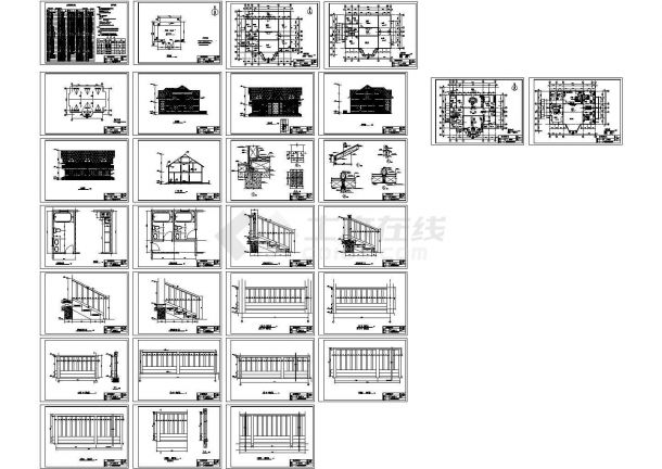 某二层实木结构北美式别墅（总建筑面积305.96平方米）设计cad全套建筑施工图（含设计说明）-图二