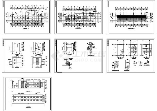 办公楼设计_某电子工厂两层办公楼全套建筑施工设计cad图纸（含楼梯踏步栏杆大样图）-图一