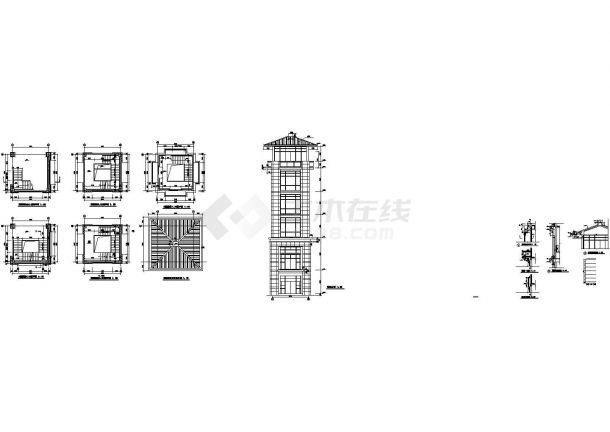 江苏商业街建筑设计施工图纸-图二