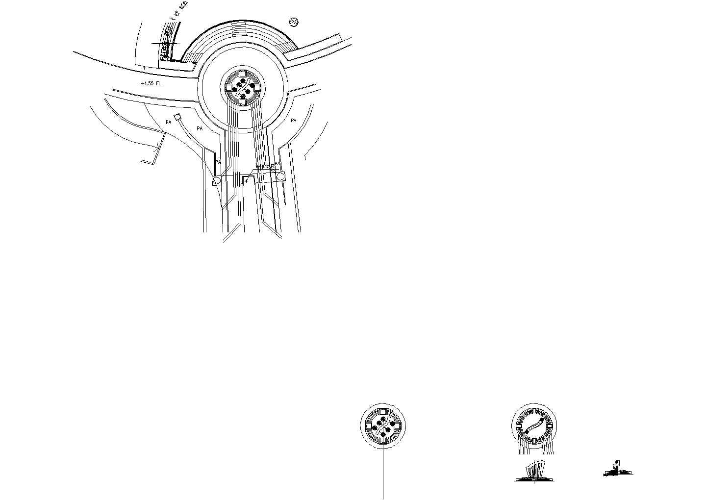 北京某广场水景小品竖琴建筑设计CAD施工图