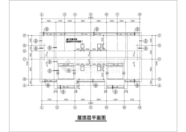 2+1层砖混结构双拼别墅建筑设计CAD图纸（每户占地130平米）-图二
