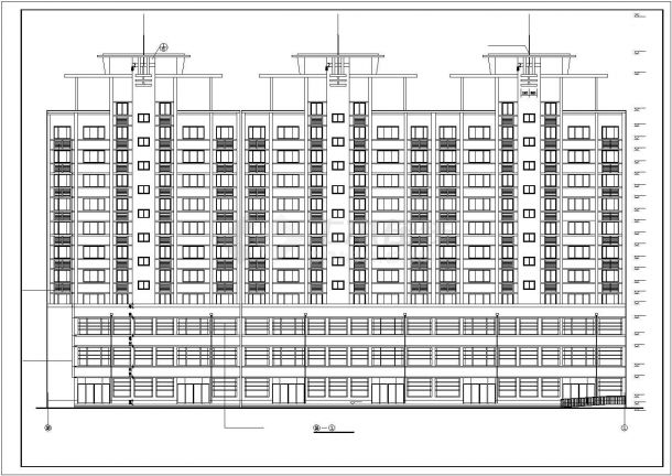 济宁市某小区11层框架结构商住楼全套建筑设计CAD图纸（1-3层商用）-图一