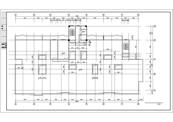 抚顺市某小区11层框架结构商住楼建筑设计CAD图纸（1-2层商用）_图1