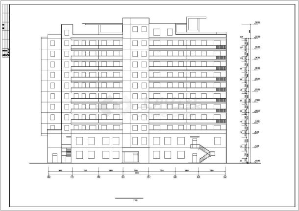 抚顺市某小区11层框架结构商住楼建筑设计CAD图纸（1-2层商用）-图二
