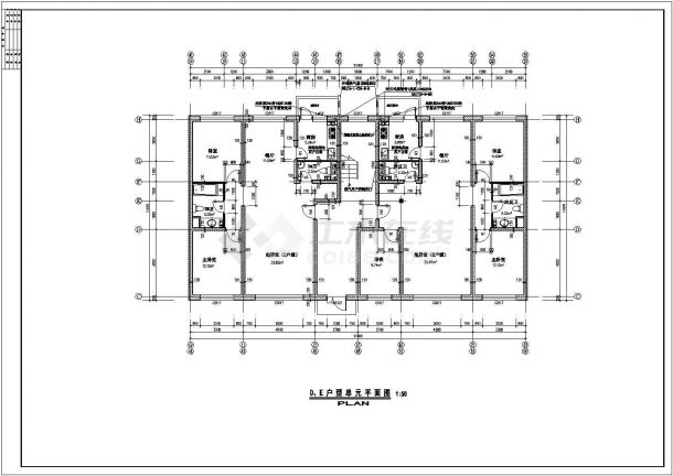 上海市某新建小区四单元住宅楼额各单元平面设计CAD图纸-图二