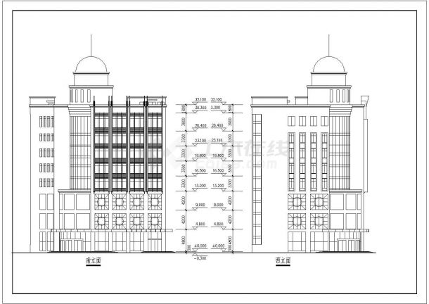 某八层剪力墙结构宾馆大楼设计cad建筑方案图（标注详细）-图二