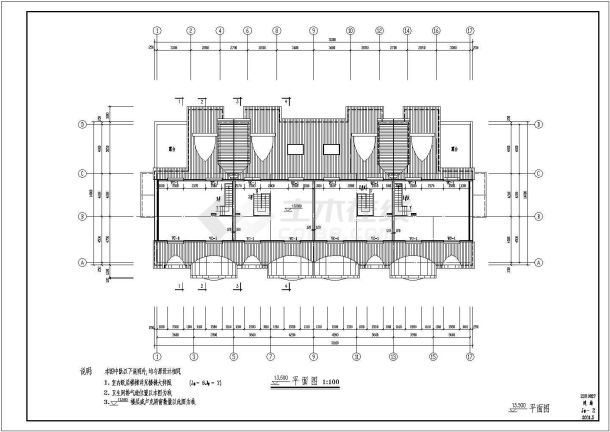 青岛市多层坡屋顶的建筑施工CAD布置图-图一