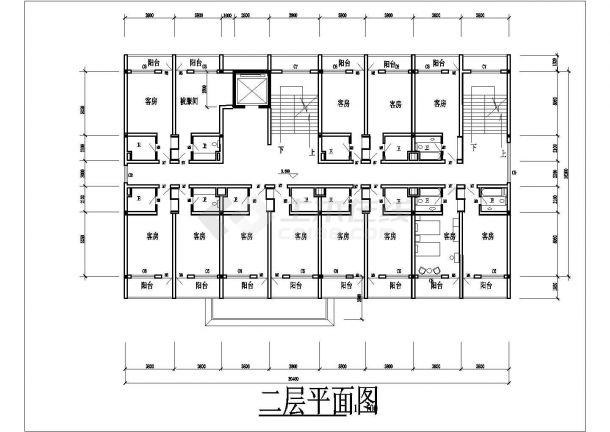 某六层框架结构单位院内宾馆设计cad建筑方案图含总平面图