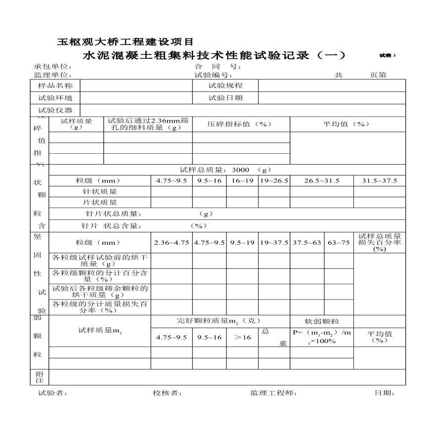 玉枢观大桥工程建设项目水泥混凝土粗集料技术性能试验记录一-图一