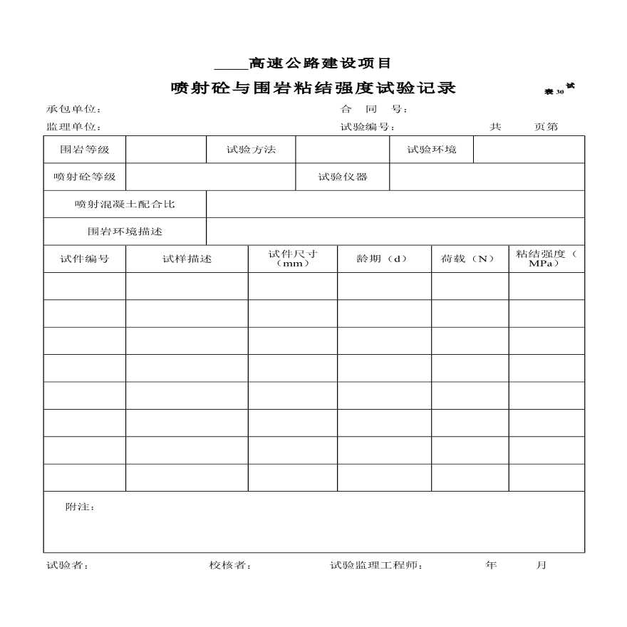 喷射砼与围岩粘结强度试验记录-图一