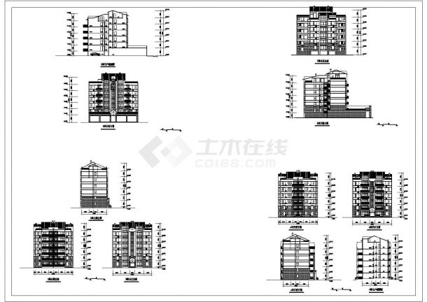 某地区大型高层高档住宅楼建筑设计立面施工图纸-图一