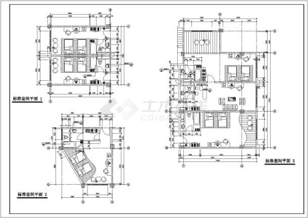 四星级宾馆标准间平面图cad设计施工图-图二