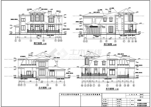 精品两层新型别墅楼全套施工设计cad图纸(含效果图)-图二