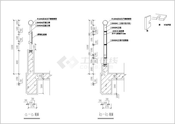 苏州某高档小区阳台建筑设计全套cad图纸-图二