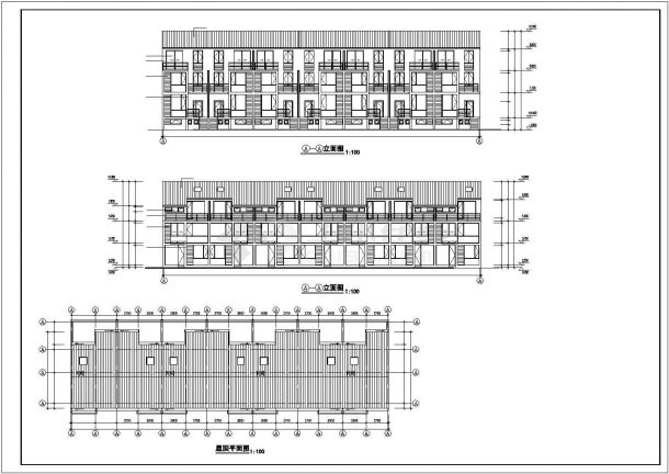 太原市3层砖混结构并联式住宅楼建筑设计CAD图纸（不含车库层）-图二