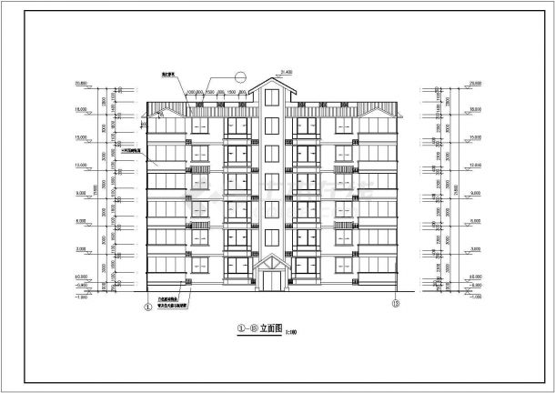 大庆市某小区2200平米6层砖混结构住宅楼建筑设计CAD图纸-图一