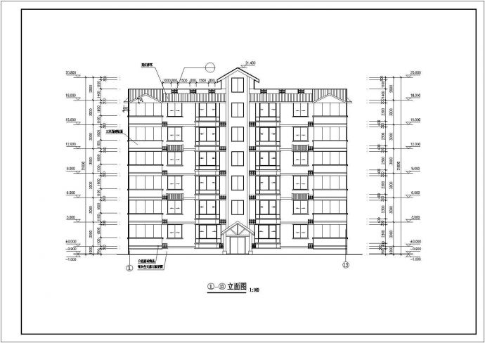 大庆市某小区2200平米6层砖混结构住宅楼建筑设计CAD图纸_图1