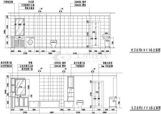 武汉市海盛花园小区130平米户型装修施工设计CAD图纸-图一