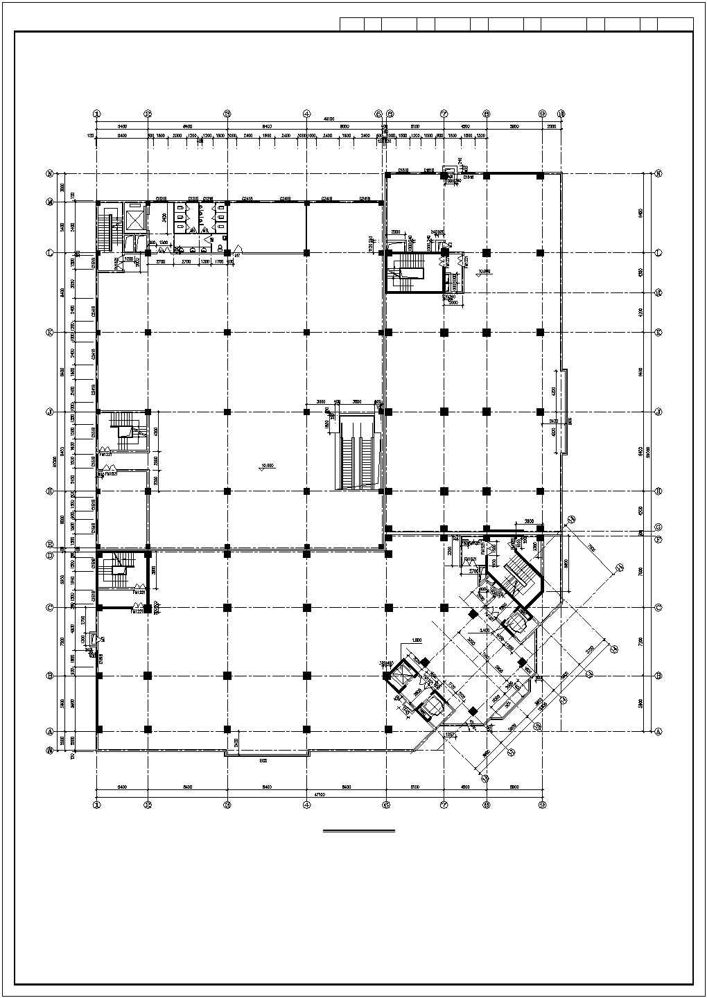 锦州市某社区15层框架结构商住楼建筑设计CAD图纸（1-3层商用）