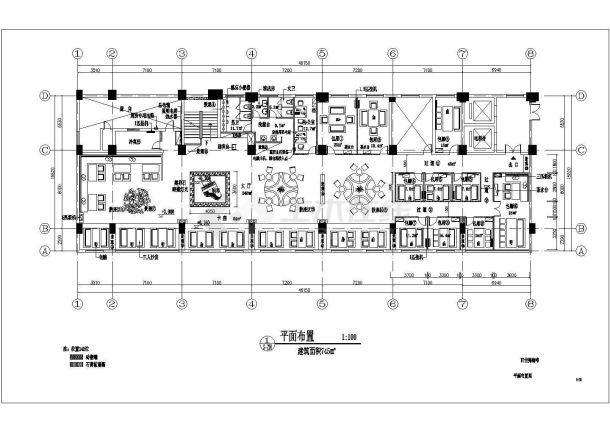 上海标准型咖啡厅装修施工设计CAD图纸-图二