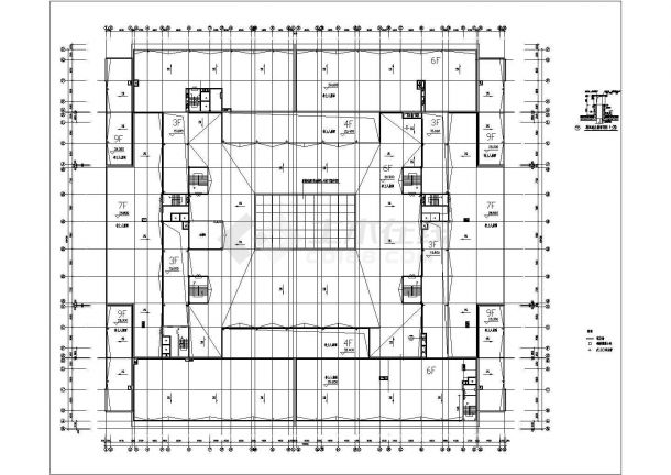 某地下一层地上六层框架结构大型超市设计cad建筑平面方案图（甲级院设计）-图二
