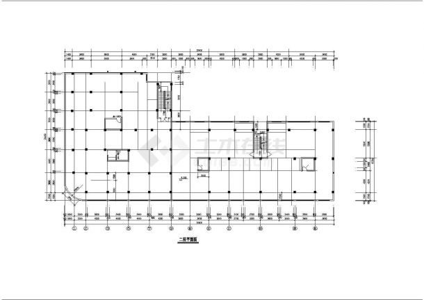 5900平米临街7层框混结构商住楼建筑设计CAD图纸（1-2层商用）-图二
