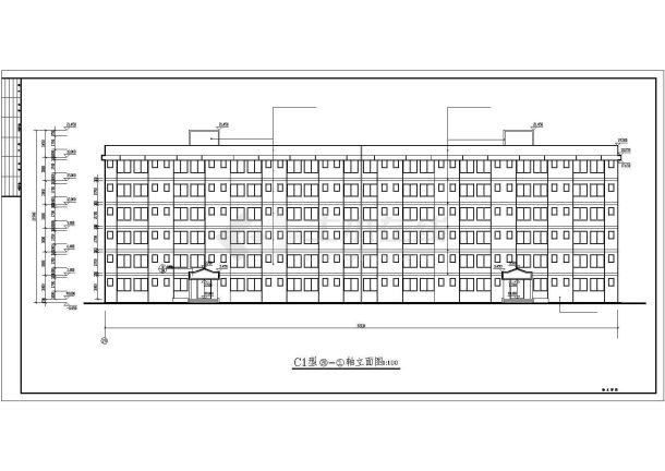 某六层框架结构现代学生公寓楼设计cad建筑施工图纸（标注详细）-图一