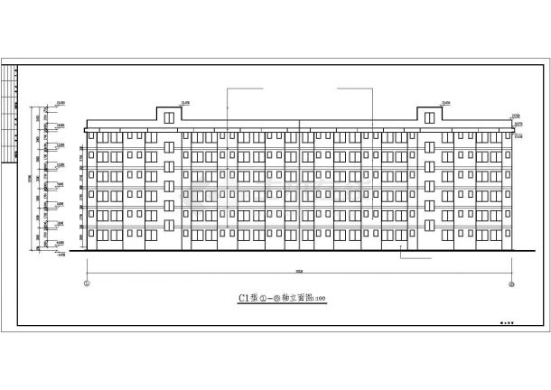 某六层框架结构现代学生公寓楼设计cad建筑施工图纸（标注详细）-图二