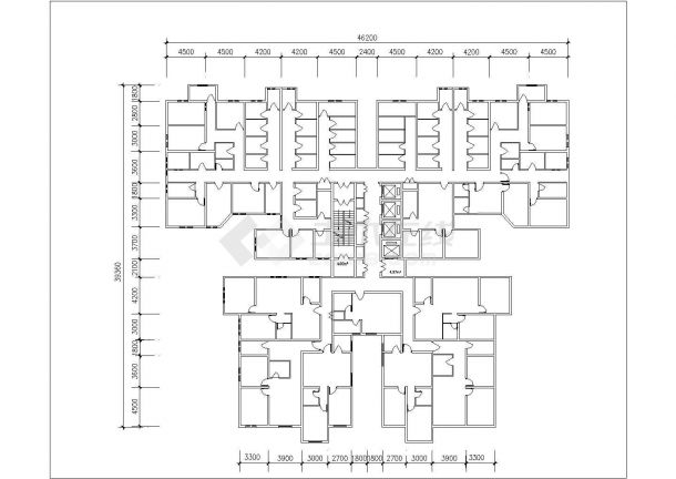 惠州市某新建小区3层高层住宅楼的标准层平面设计CAD图纸-图一