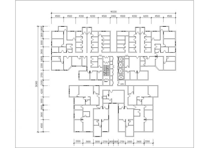 惠州市某新建小区3层高层住宅楼的标准层平面设计CAD图纸_图1