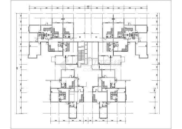 惠州市某新建小区3层高层住宅楼的标准层平面设计CAD图纸-图二