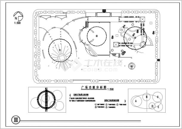 南京某中老年活动广场规划设计全套cad图（含广 场 景 观 分 析 图）-图二