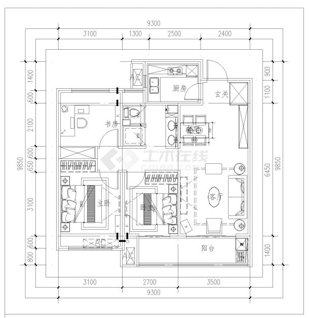 保利高层住宅标准化产品线设计施工图CAD详图-图一