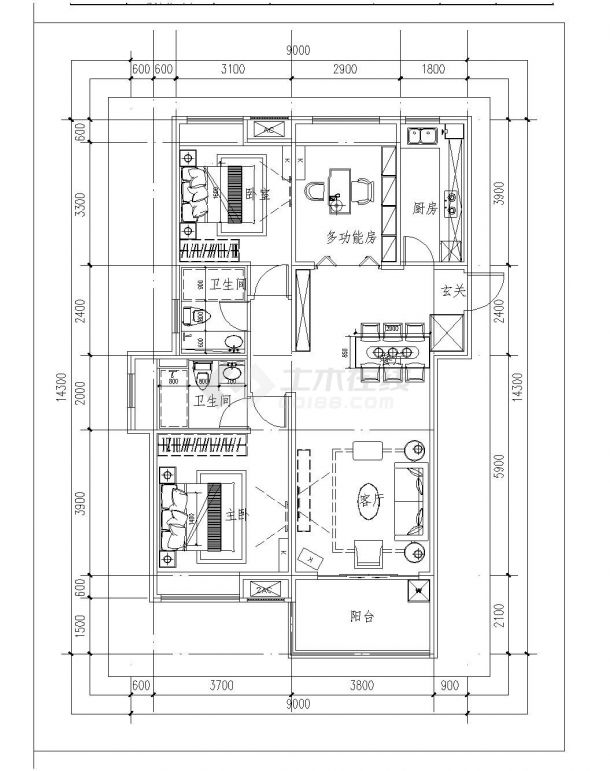 保利高层住宅标准化产品线设计施工图CAD详图-图二