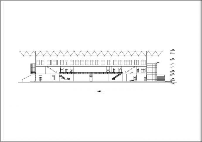 某地上三层体育馆结构CAD平面布置参考图_图1