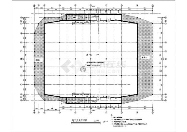 某地区的长53.5米 宽37.6米 -1+2层3856平米篮球体育馆建筑施工图-图一