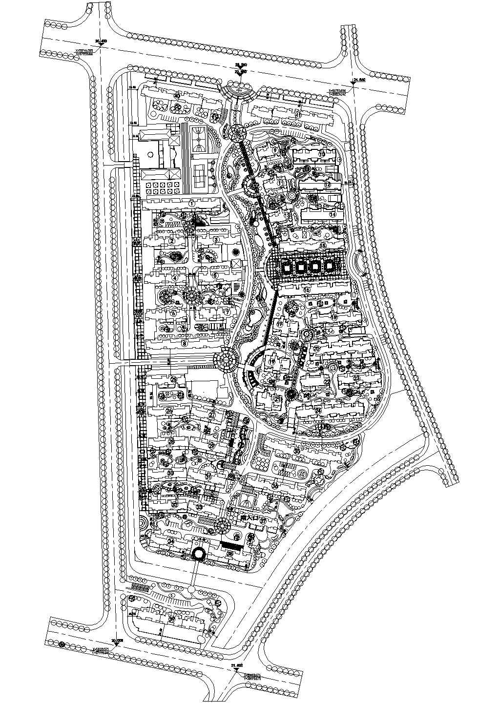 某发达地区高级小区绿化方案规划设计施工CAD图纸