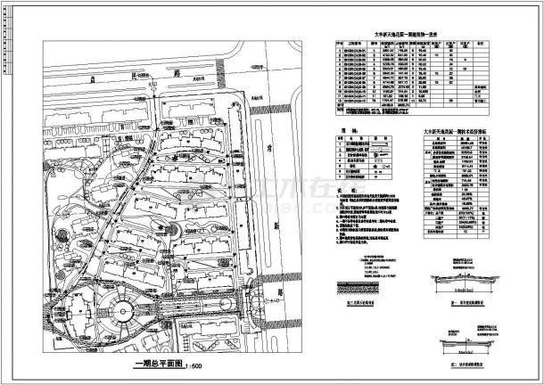 某发达地区居民小区绿化景观总规划方案设计施工CAD图纸-图一