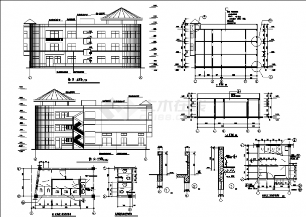 某镇二套幼儿园教学楼建筑设计施工cad图纸（含说明）-图一