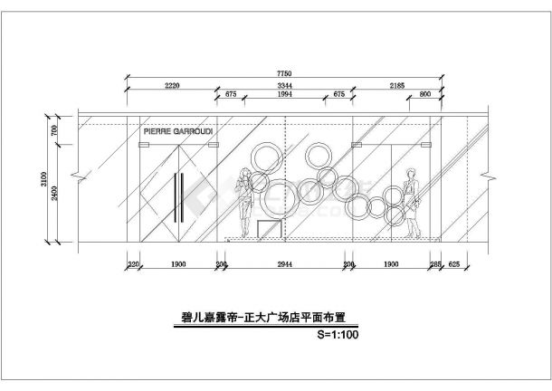 小型服装商铺全套装修施工设计cad图纸-图二