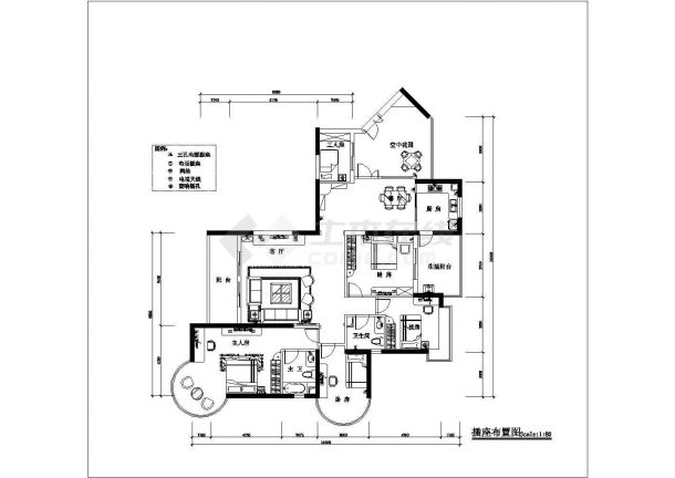 南京市某新建小区经典四房户型装修施工设计CAD图纸-图二