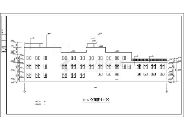 1800平米三层临街框架结构商业综合楼全套建筑设计CAD图纸-图二