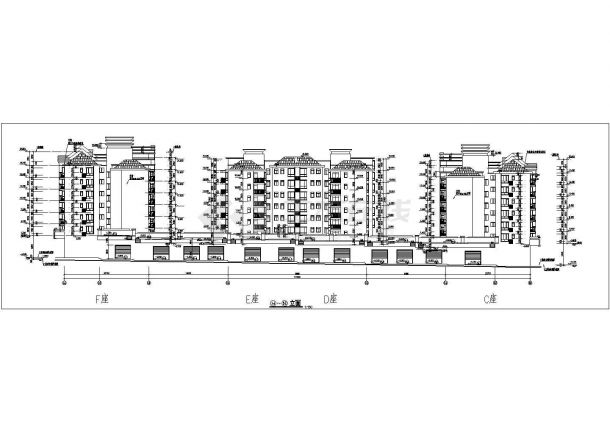武汉市某小区临街4900平米七层框混结构商住楼建筑设计CAD图纸-图一