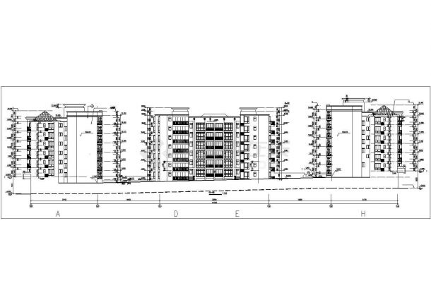 武汉市某小区临街4900平米七层框混结构商住楼建筑设计CAD图纸-图二