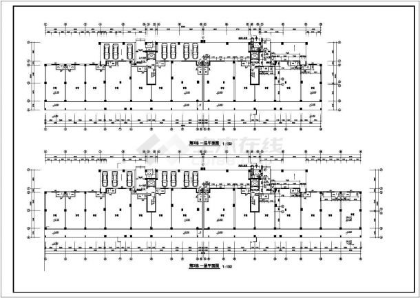 临街2层框混结构商住楼平面设计CAD图纸（底层商铺/2套方案）-图二