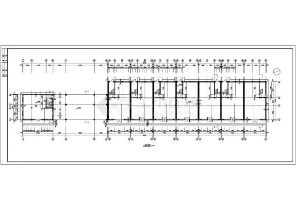 2400平米3层框混结构商住楼建筑设计CAD图纸（1底层商铺）-图二