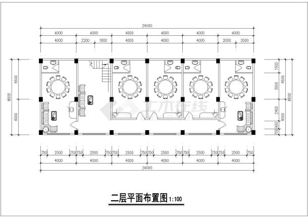 某地西式餐厅平立面建筑cad施工图纸-图二