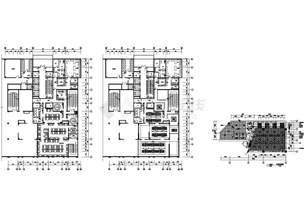 西安某多层豪华餐厅全套建筑施工设计cad图（含天花平面图）-图一