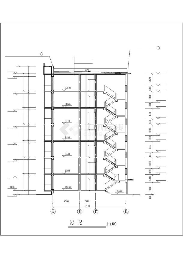 占地560平米7层砖混结构住宅楼全套建筑设计CAD图纸-图二