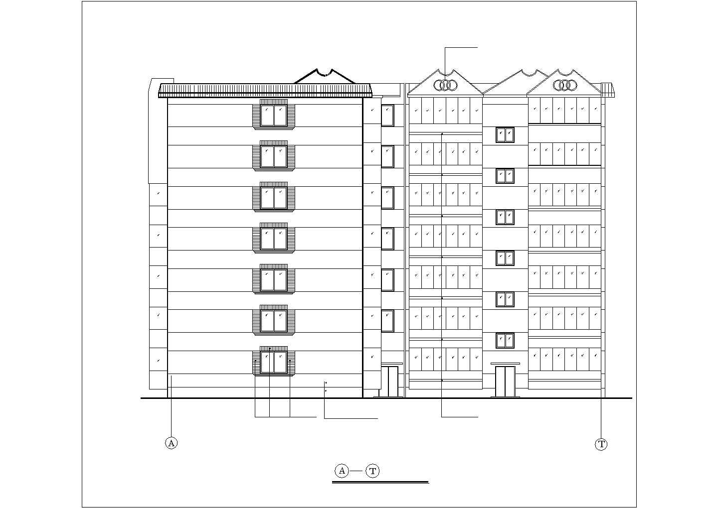 占地560平米7层砖混结构住宅楼全套建筑设计CAD图纸
